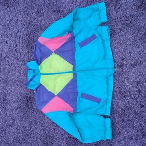 Vintage Color Cues Geometric pattern multi color lined jacket